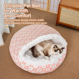 Enclosed Plush Pet Bed for Cats and Small Dogs