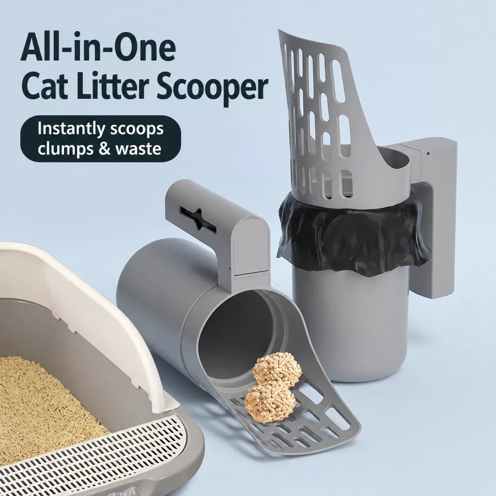 Cat Litter Scoop with Built-In Waste Bag Holder