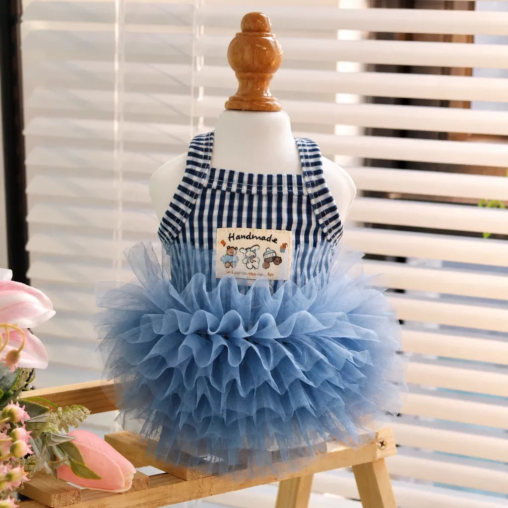 Blue Striped Mesh Dress for Dogs & Cats