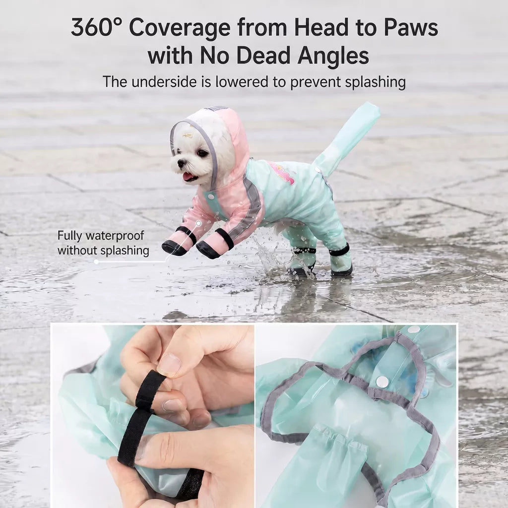 Waterproof Four-Leg Raincoat for Small Dogs