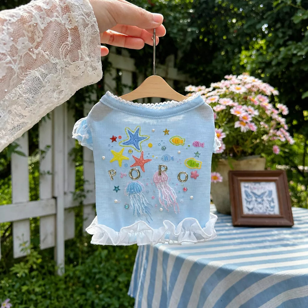 Ocean-Inspired Warm-Weather Tank Top for Cats and Dogs