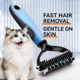 Double-Sided Dematting & Deshedding Brush for Dogs and Cats