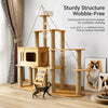 Solid Wood Cat Tree with Bed and Scratching Posts