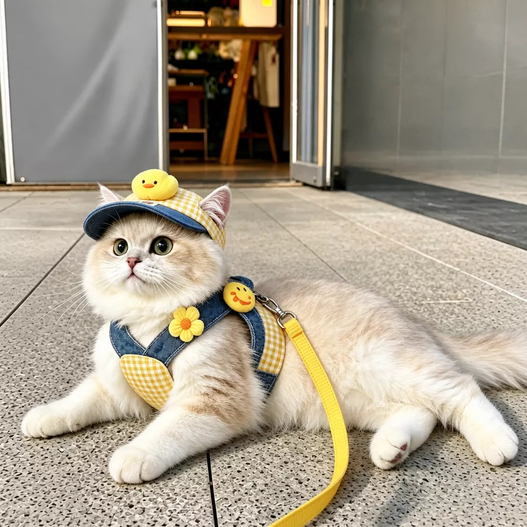 Pet Harness Vest, Leash & Hat Sets for Cats and Dogs