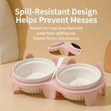 Elevated Ceramic Two-Bowl Pet Feeding Set with Stand