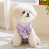 Striped Polo-Style Harness Vest for Small Dogs
