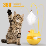 Interactive Wobble Cat Toy with Feather Teaser