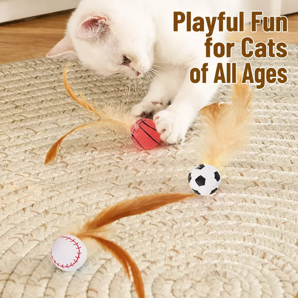 Cat Ball Toy with Feather Details