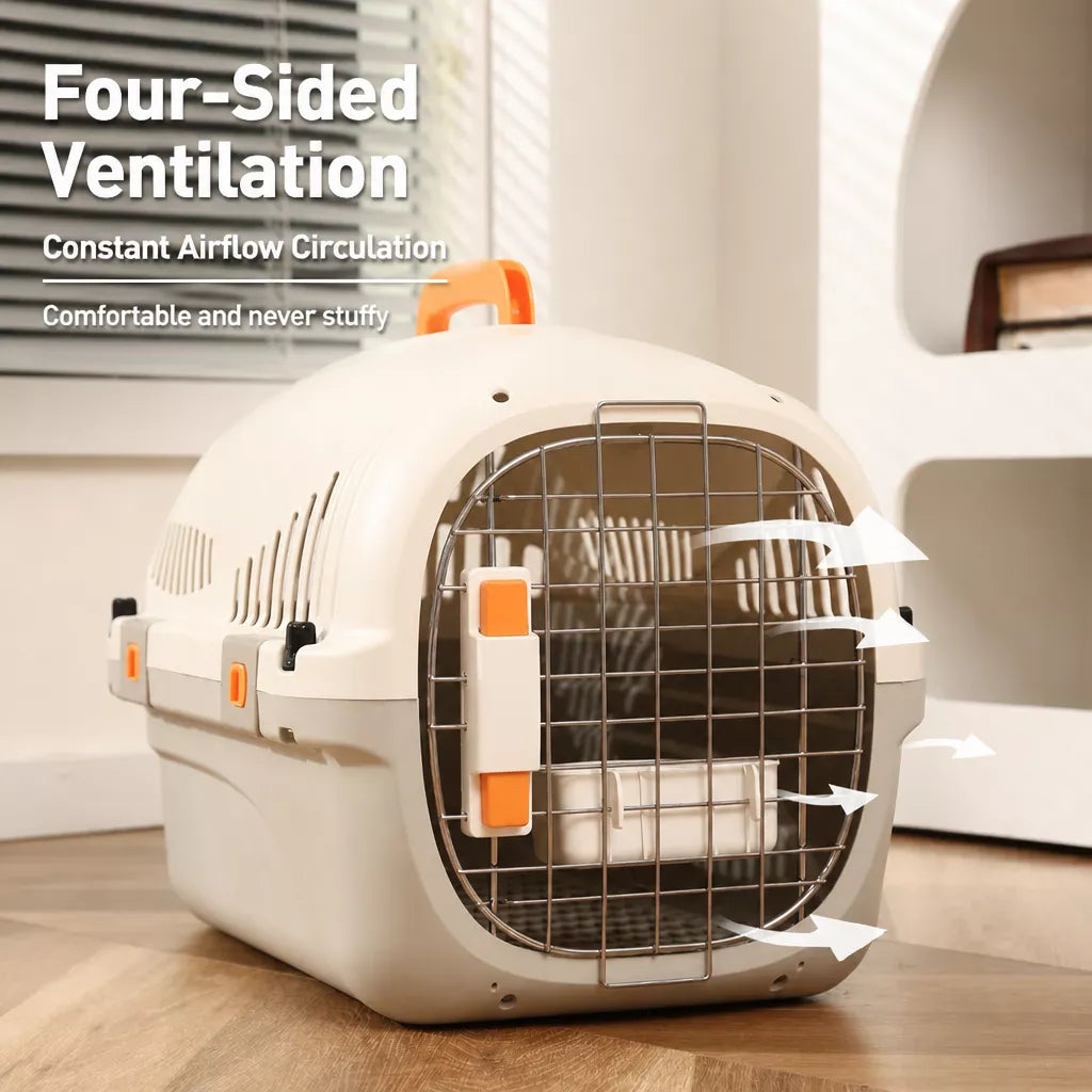 Portable Plastic Pet Carrier for Cats and Small Dogs Up to 16 lb