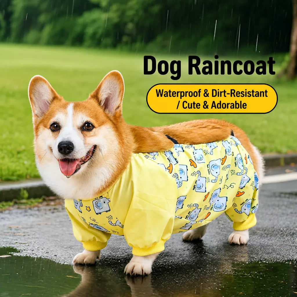 Waterproof Four-Leg Dog Raincoat with Belly Coverage