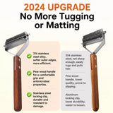 Double-Sided 20-Tooth Grooming Rake for Large Dogs & Long-Haired Cats