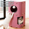 Solid Wood 4-Tier Cat Tree with Enclosed Hideaway