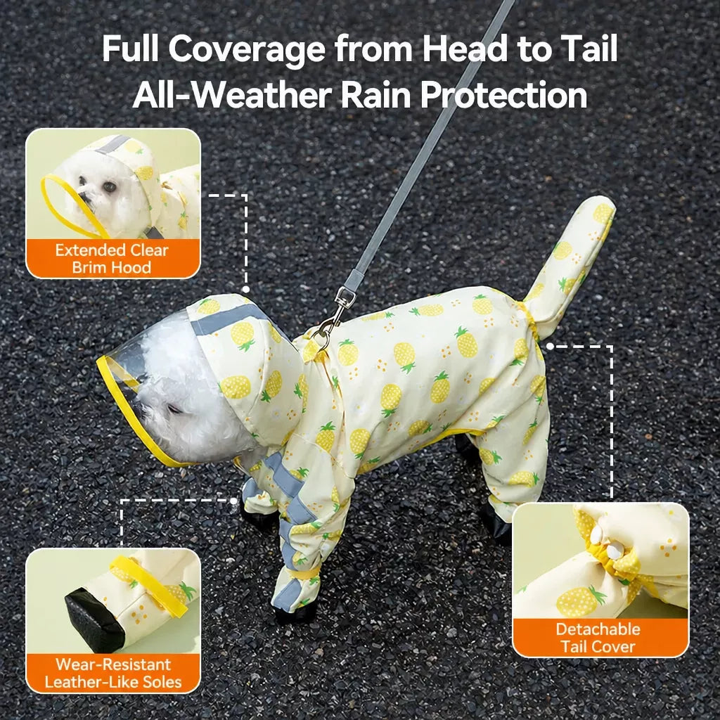 Full-Coverage Waterproof Four-Leg Raincoat for Small Dogs