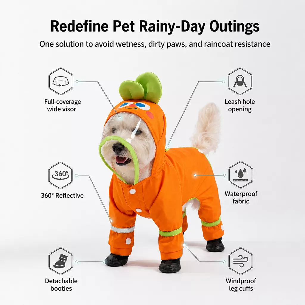 Four-Leg Raincoat for Small Dogs