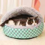 Semi-Enclosed Round Pet Bed for Cats and Dogs