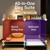 Indoor Dog Crate with Separate Toilet Tray