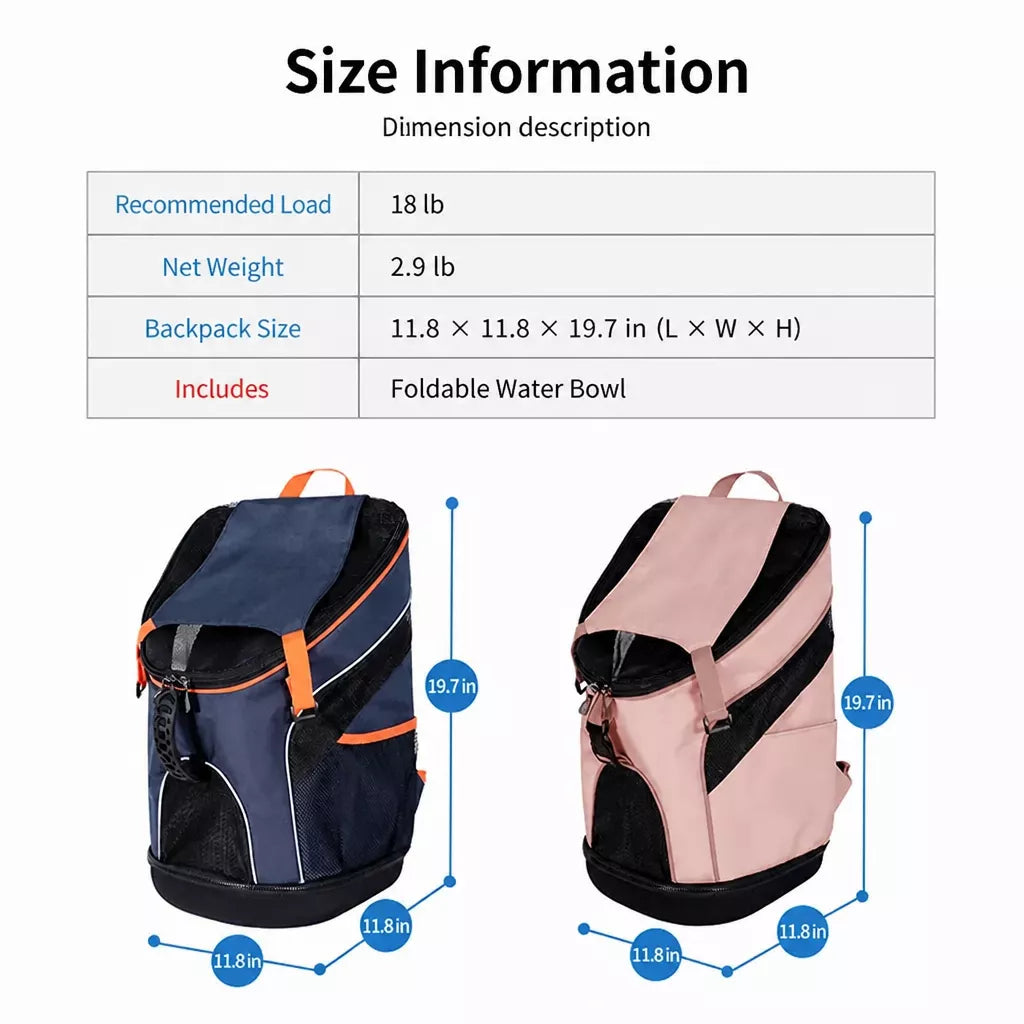 Portable Pet Backpack Carrier for Cats and Dogs