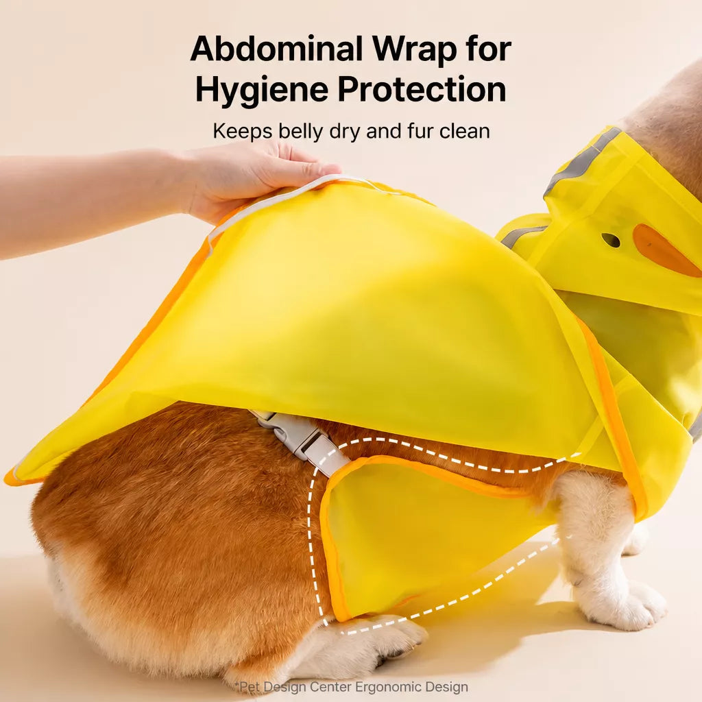 Dog Raincoat with Belly Coverage for Small to Medium Dogs