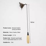 Detachable Feather Wand Cat Toy with Wooden Handle