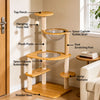Solid Wood Cat Tree with Scratching Post, Cat House & Platforms