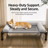 Elevated Faux Leather Pet Bed with Three-Sided Support
