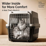 Pet Airline Travel Carrier with Hanging Bowl for Cats and Small Dogs