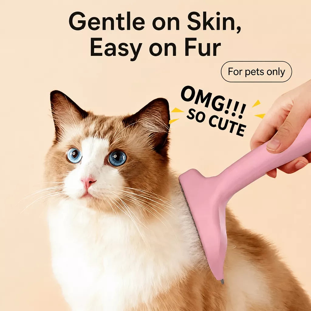 Curved Pet Deshedding Comb for Cats and Dogs