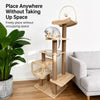 Wooden Cat Tree with Scratching Post and Hideaway