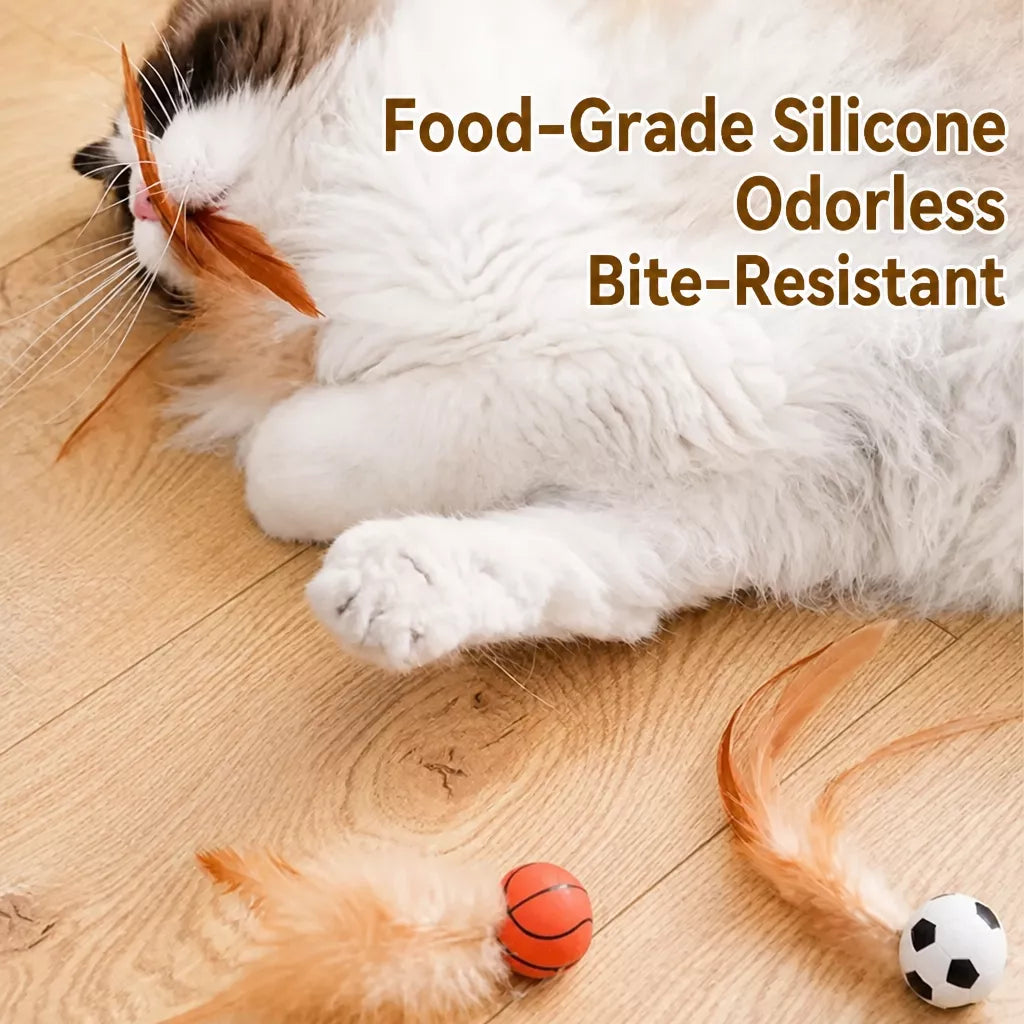 Cat Ball Toy with Feather Details