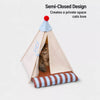 Semi-Enclosed All-Season Cotton-Linen Pet Bed for Cats and Small Dogs