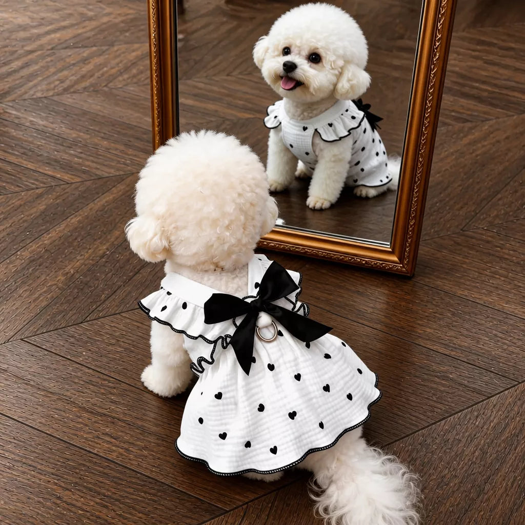 Cotton Bow Dress for Small Dogs and Cats