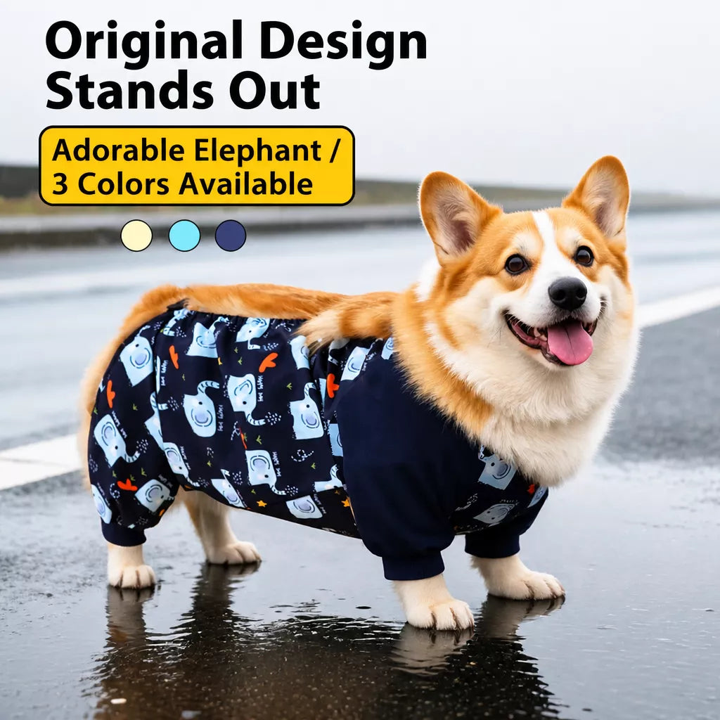 Waterproof Four-Leg Dog Raincoat with Belly Coverage