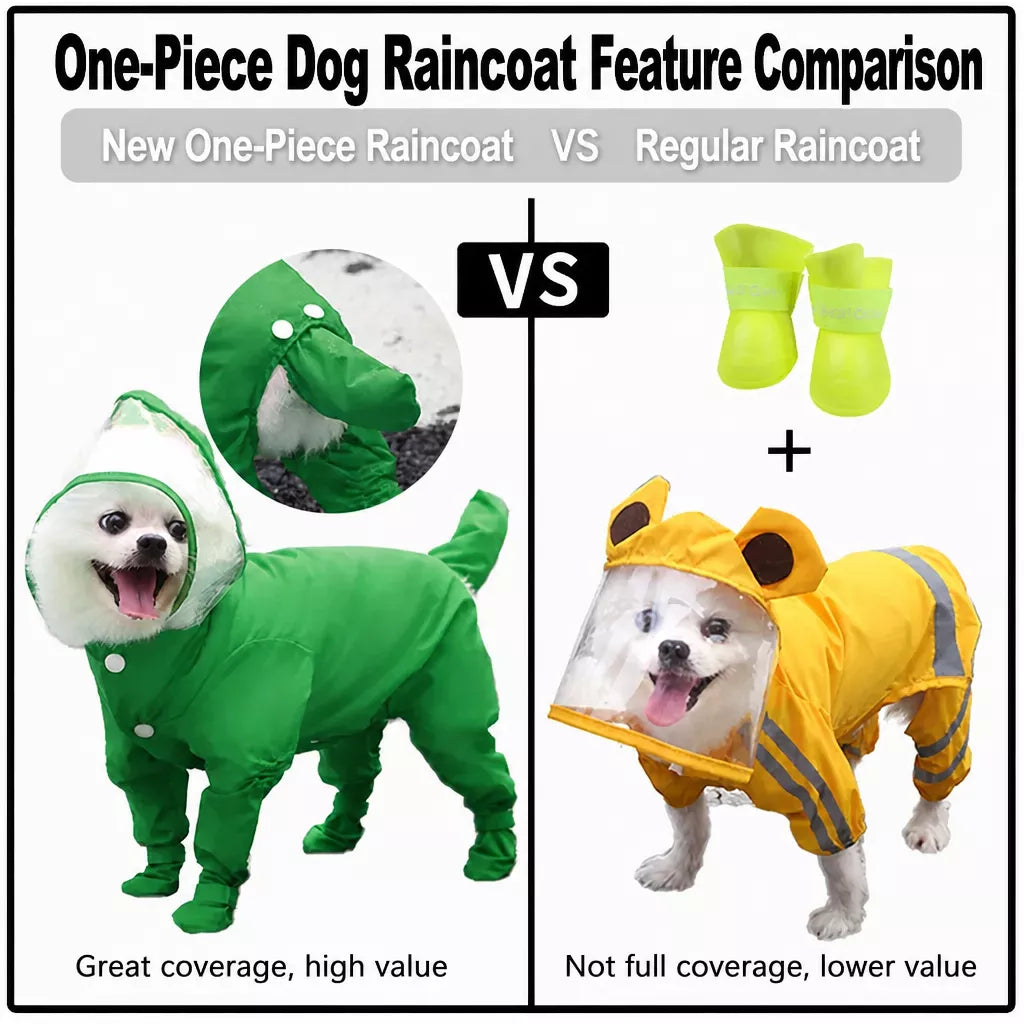 Waterproof Full-Coverage Raincoat with Leg Coverage for Small Dogs