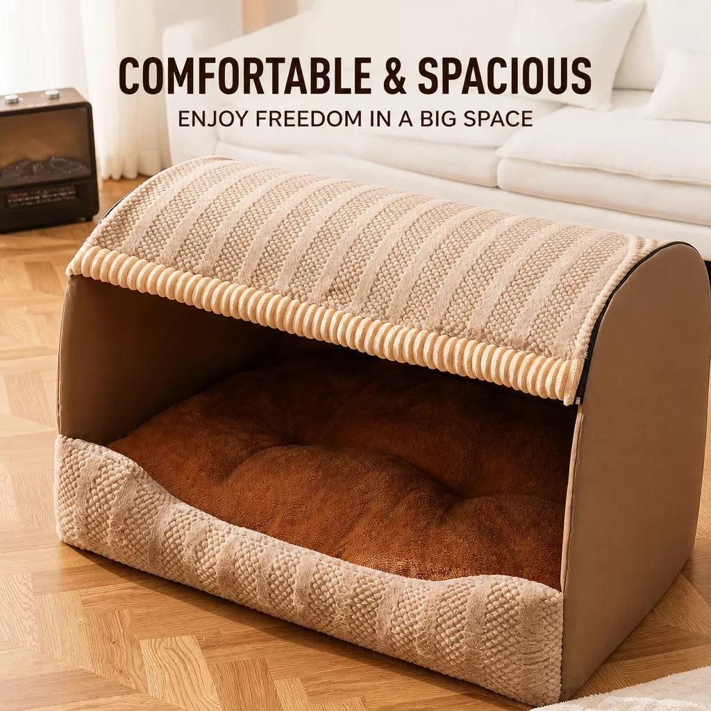 Enclosed Cat & Dog Bed with Removable, Washable Pad