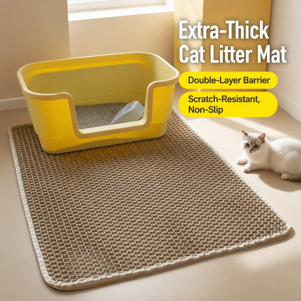 Double-Layer Cat Litter Mat with Cut-to-Fit Design