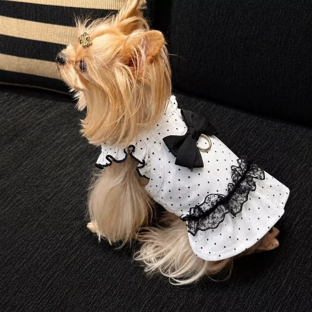 Polka Dot Flutter-Sleeve Pet Dress for Cats & Small Dogs