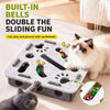 Plush Square Cat Toy with Three Bells