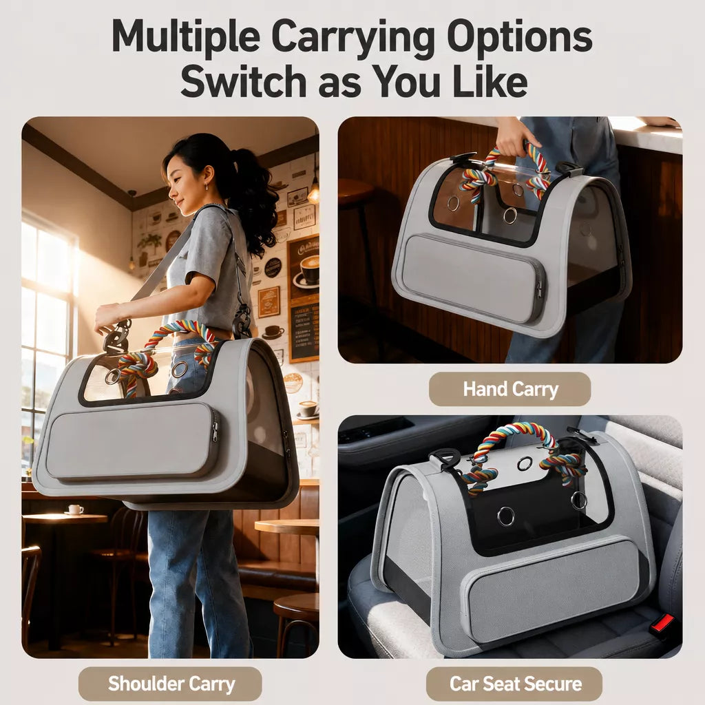 Breathable Pet Carrier Backpack with Handheld Carry Option