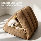 Semi-Enclosed Corduroy Pet Tent Bed for Cats & Dogs