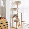 Rubberwood Cat Tree with Hideaway and Climbing Platform