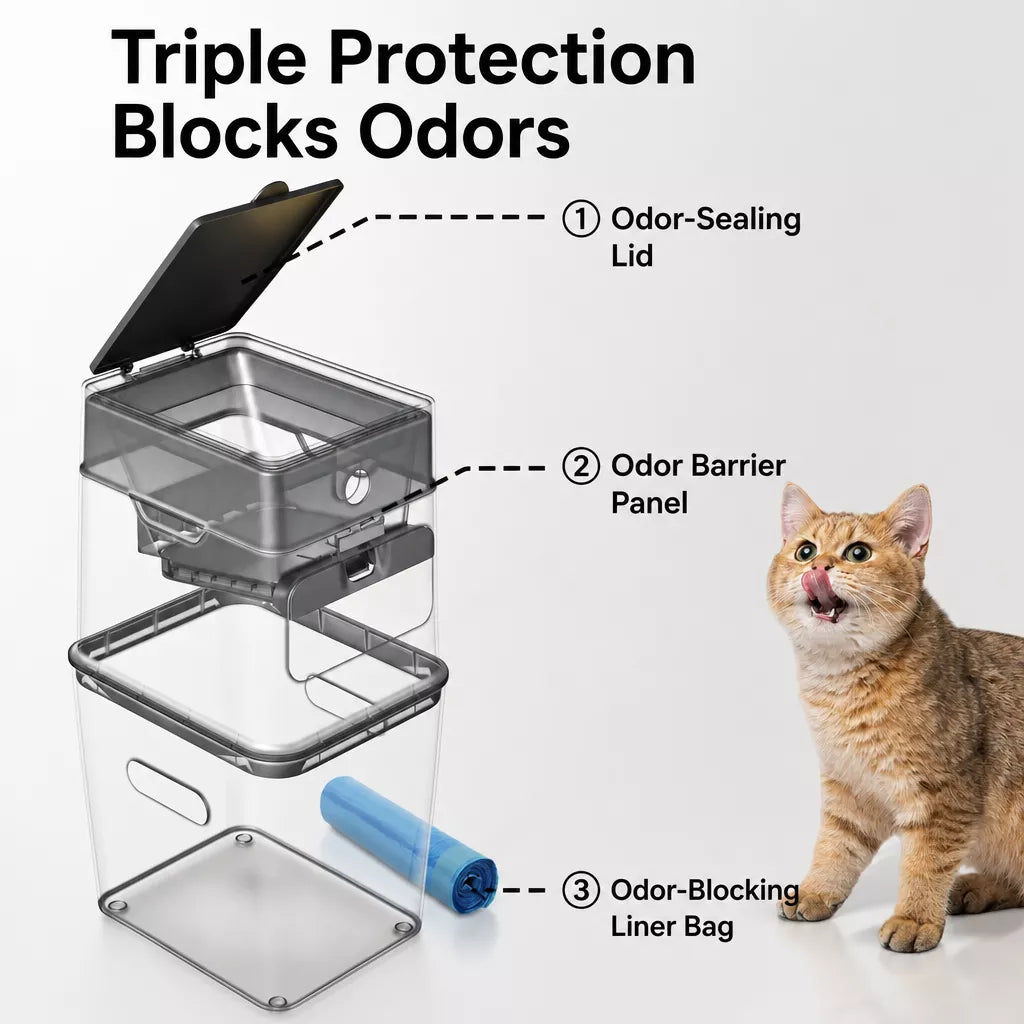 Covered Cat Litter Waste Bin