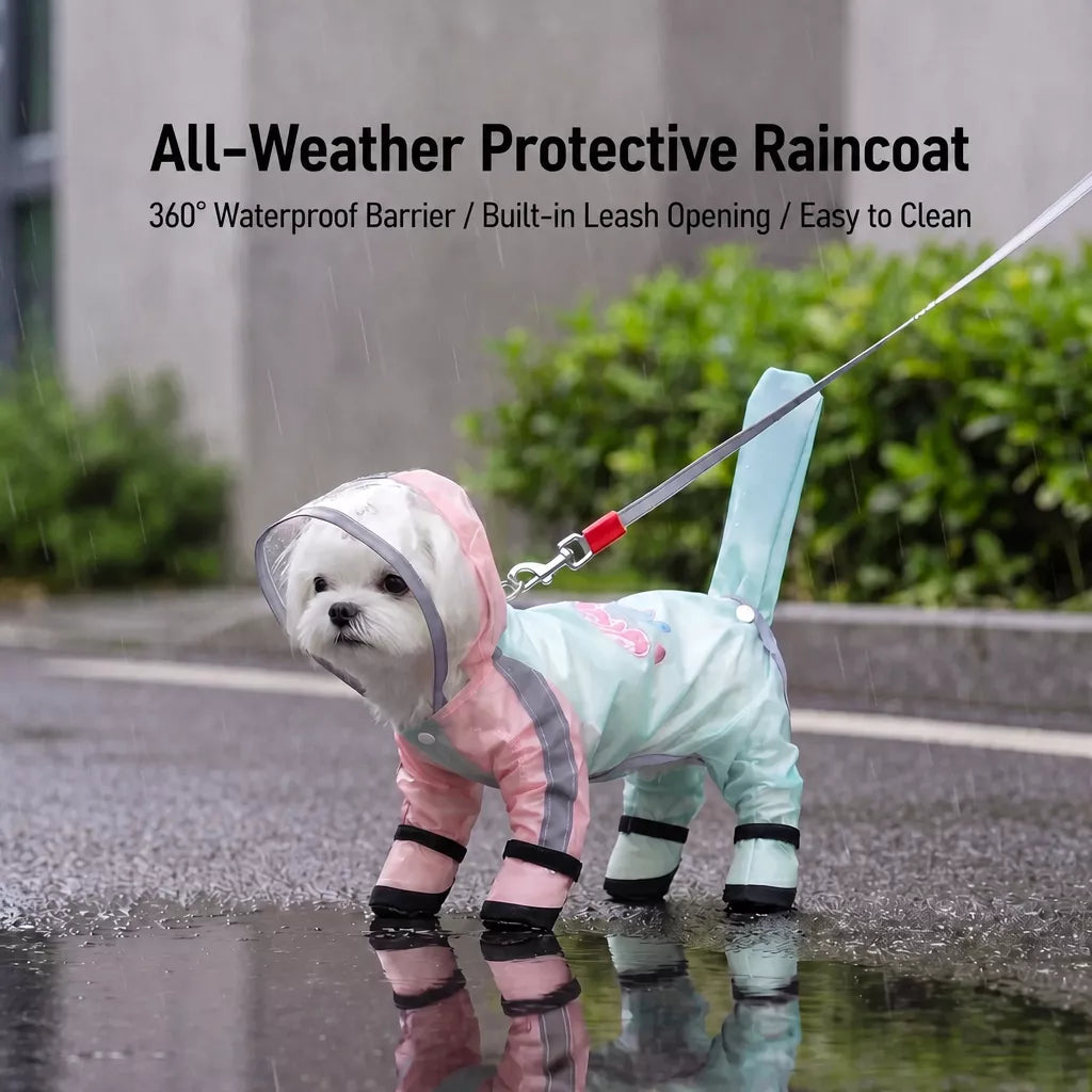 Waterproof Four-Leg Raincoat for Small Dogs