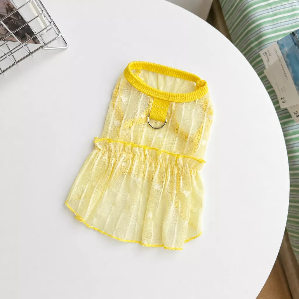Silk Heart Cutout Ruffle Dress for Small Dogs & Cats
