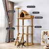 Solid Wood Cat Tree with Bed and Scratching Posts