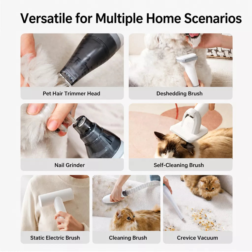 7-in-1 Pet Grooming Vacuum Clipper