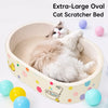 White Deep-Flute Corrugated Paper Cat Scratcher Bed
