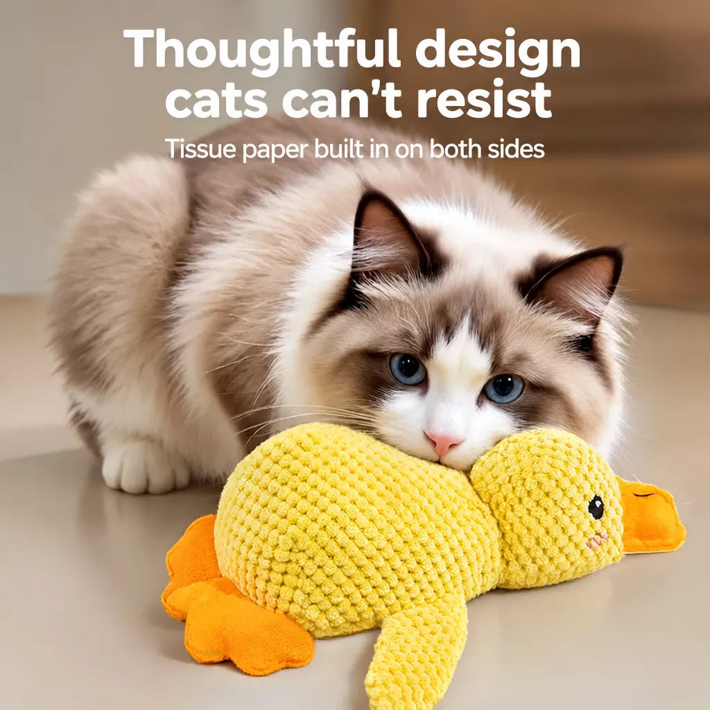 Duck Plush Cat Toy with Crinkle Paper and Catnip – Small or Large