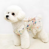 Lightweight Lace Pet Clothing with Bow and Ruffle Trim