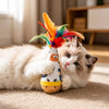 Beechwood Cat Wobble Toy with Feather and Twist Designs