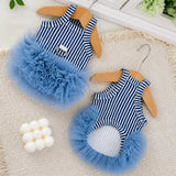 Blue Striped Mesh Dress for Dogs & Cats
